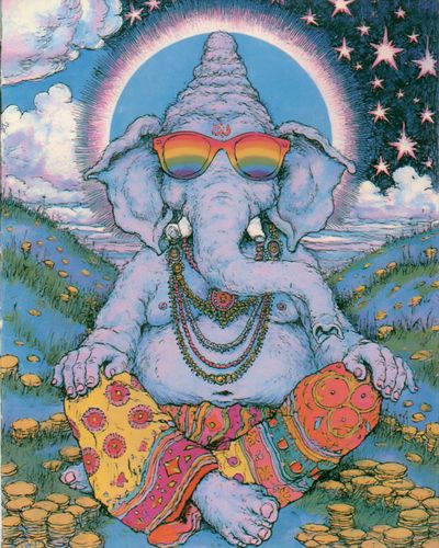 Psychedelic Ganesha Illustration Poster.