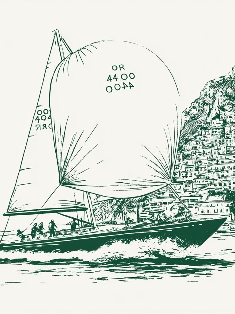 Sailing Yacht Coastal Sketch Poster. poster — illustration art