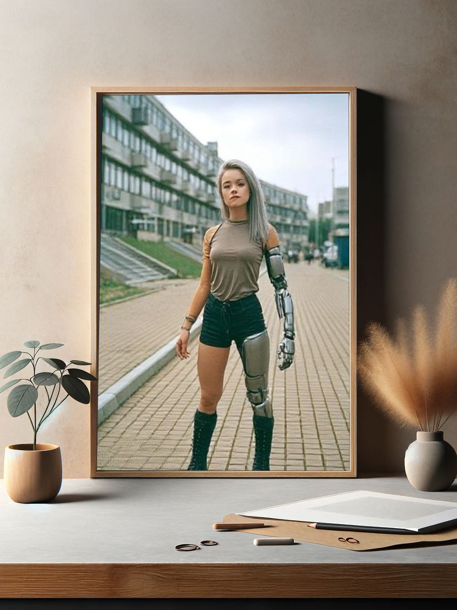 Cyberpunk Woman Street Portrait Poster. — room view 2