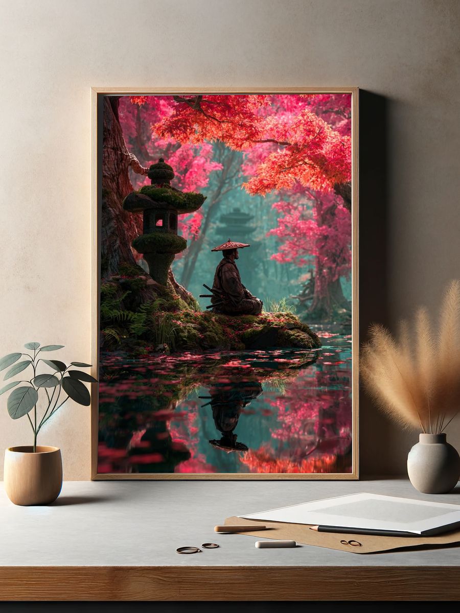 Samurai Garden Reflection Poster. — room view 2