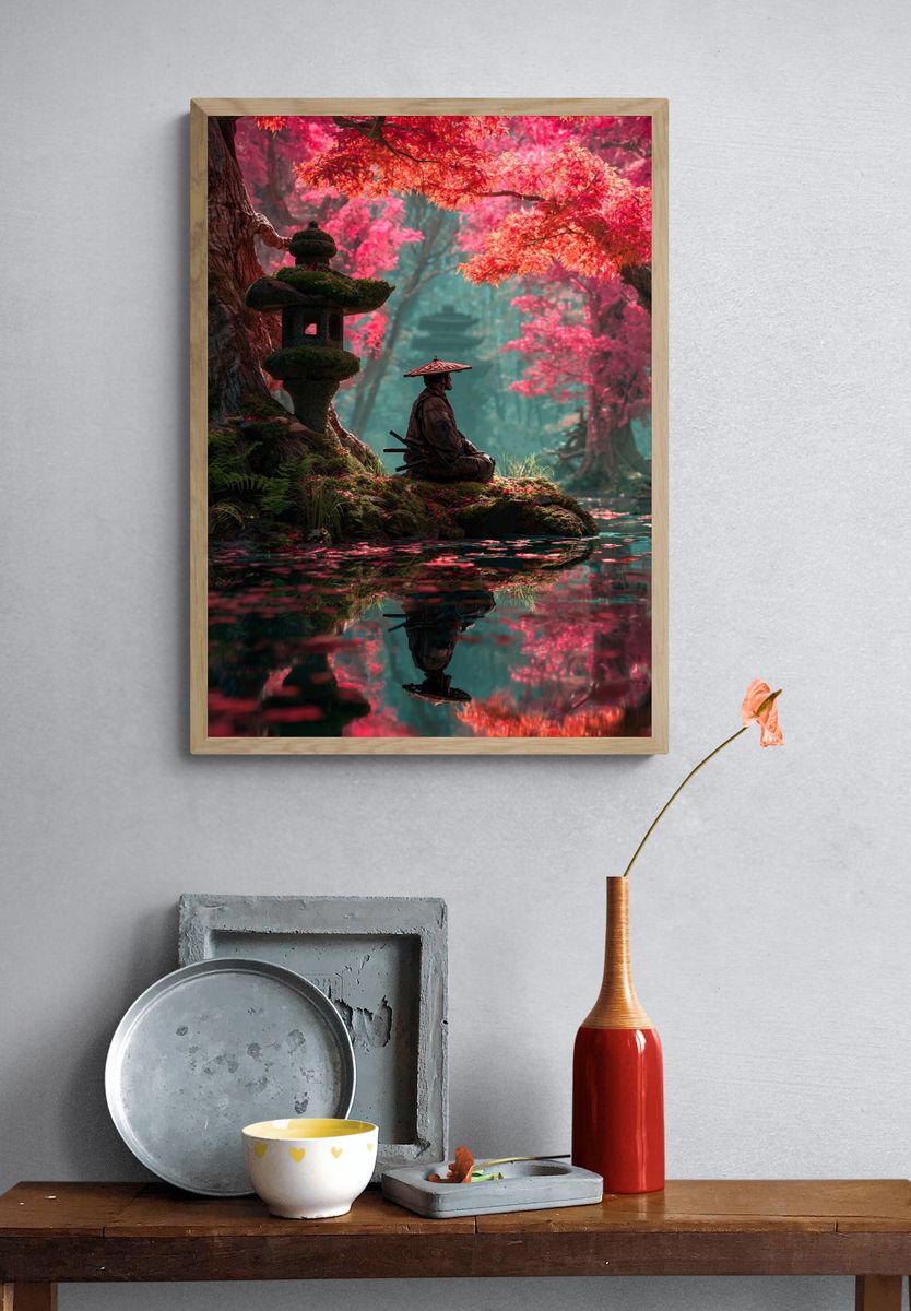 Samurai Garden Reflection Poster. — room view 3