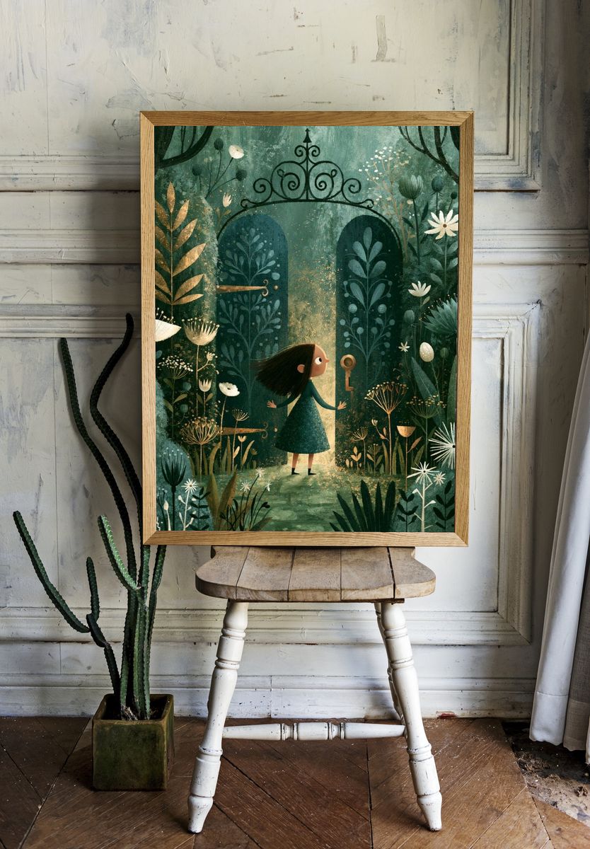Enchanted Garden Gate Illustration Poster. room preview