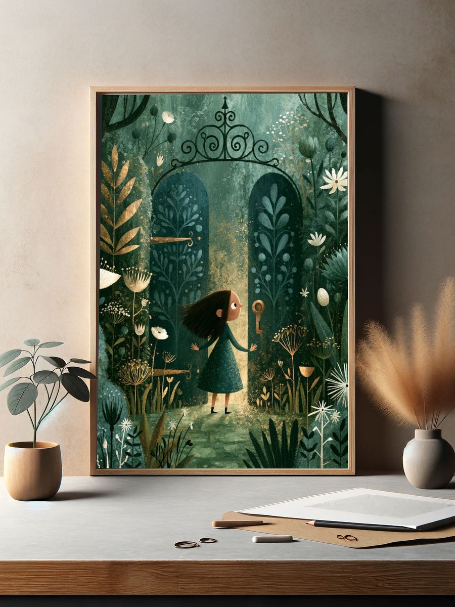 Enchanted Garden Gate Illustration Poster. — room view 2