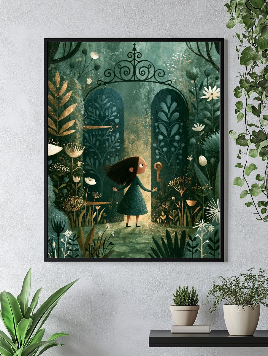 Enchanted Garden Gate Illustration Poster. — room view 4