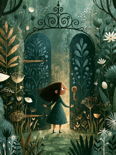 Enchanted Garden Gate Illustration Poster.