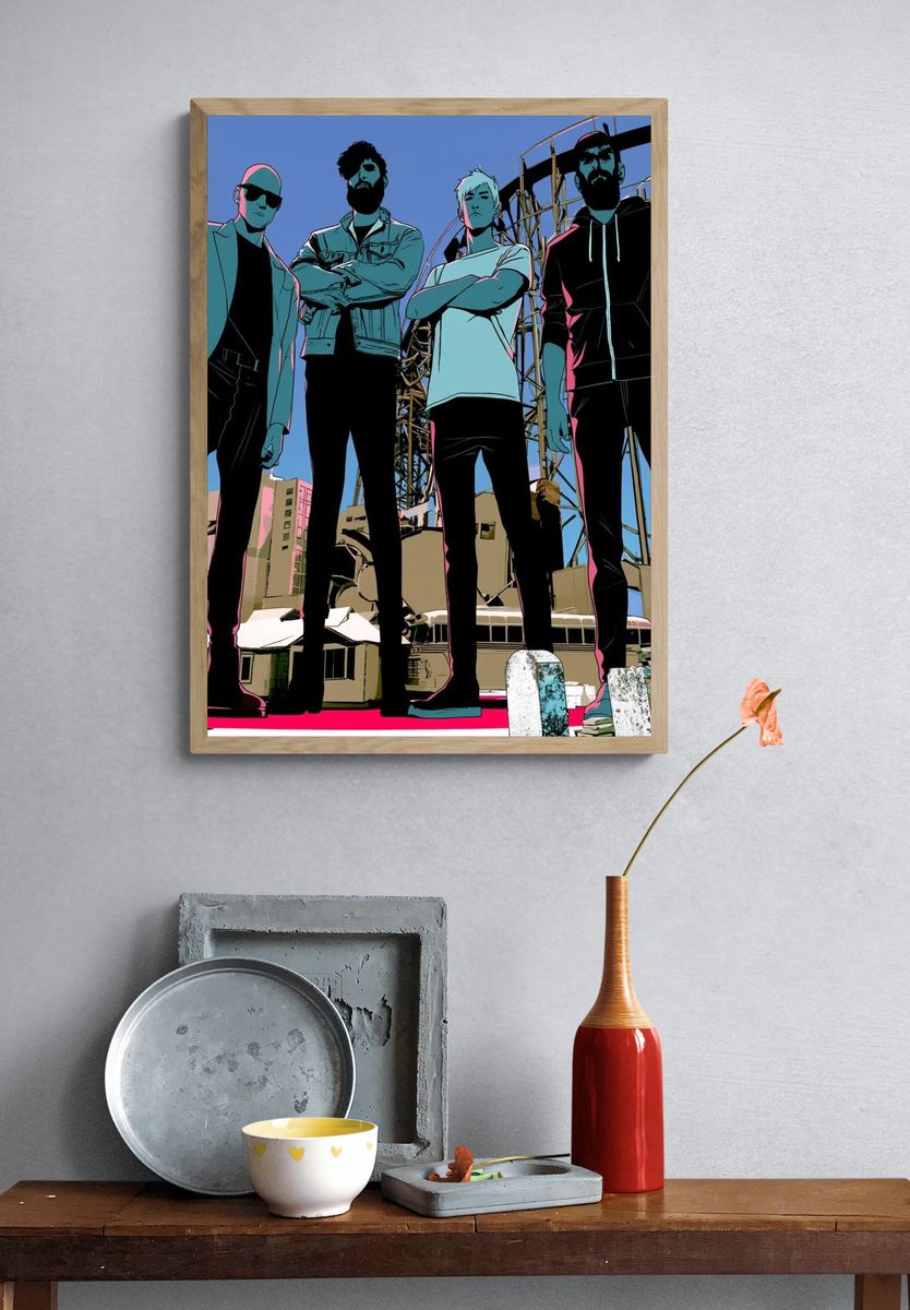 Stylized Band Portrait Poster. — room view 3