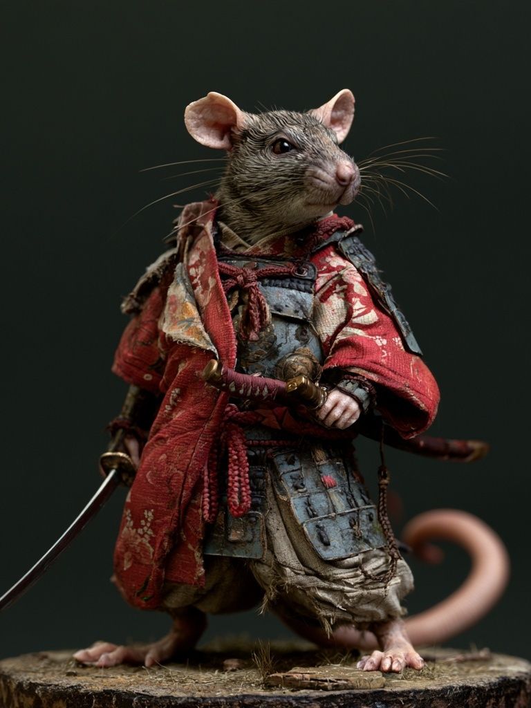 Samurai Rat Fantasy Illustration Poster. poster detail