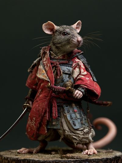 Samurai Rat Fantasy Illustration Poster.