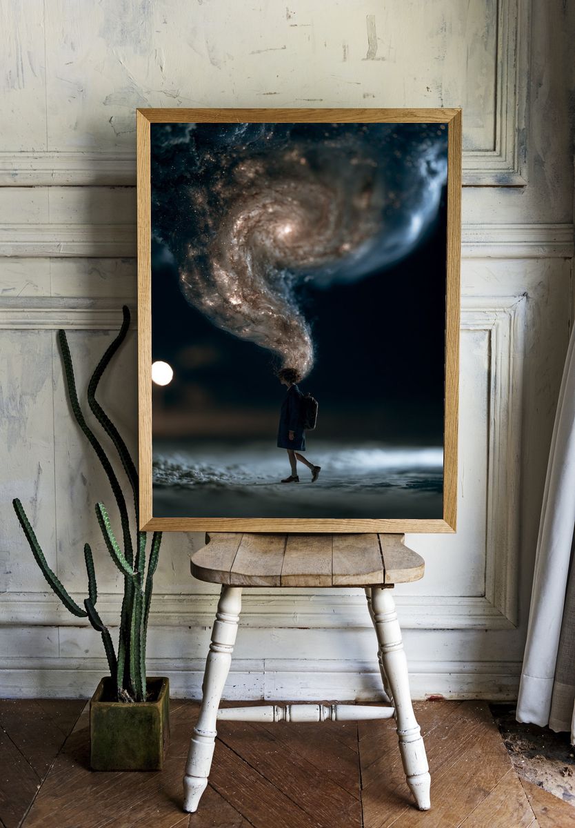 Surreal Galaxy Dreamscape Print. room preview
