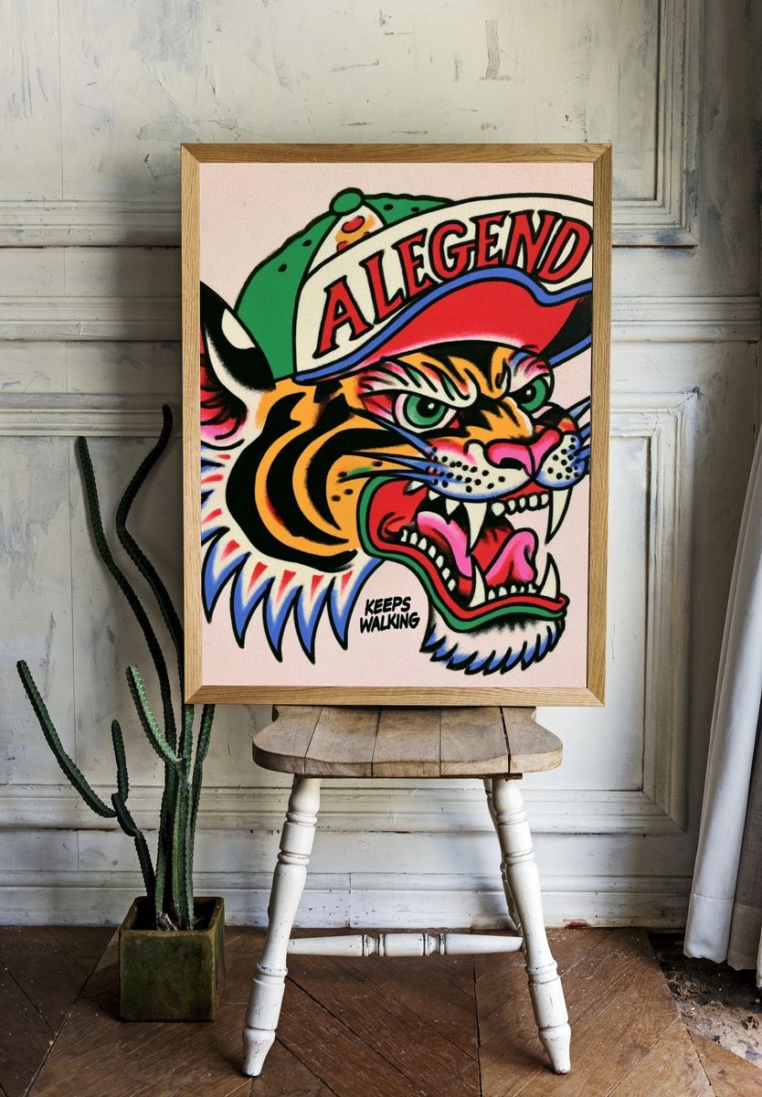 Legend Tiger Tattoo Illustration Poster. room preview