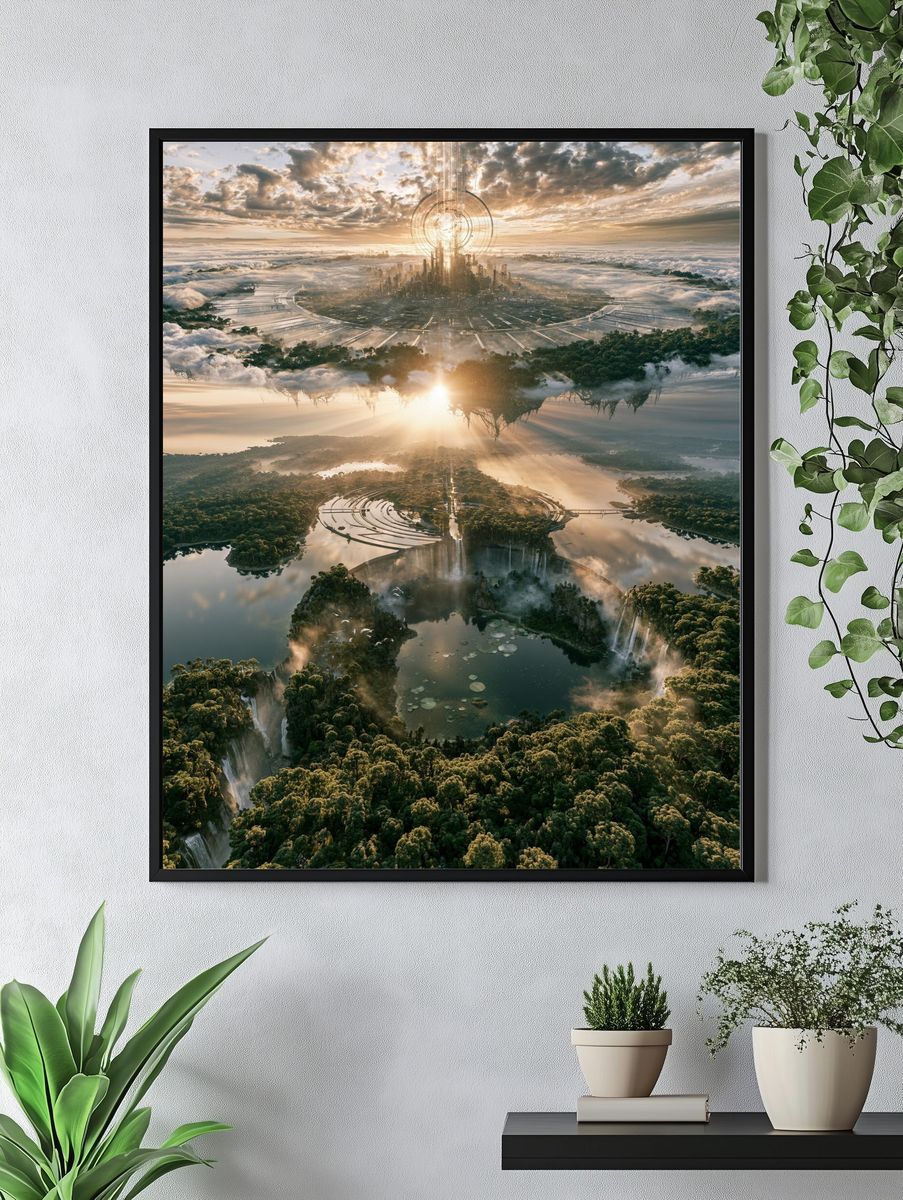 Floating Futuristic Cityscape Poster. — room view 4