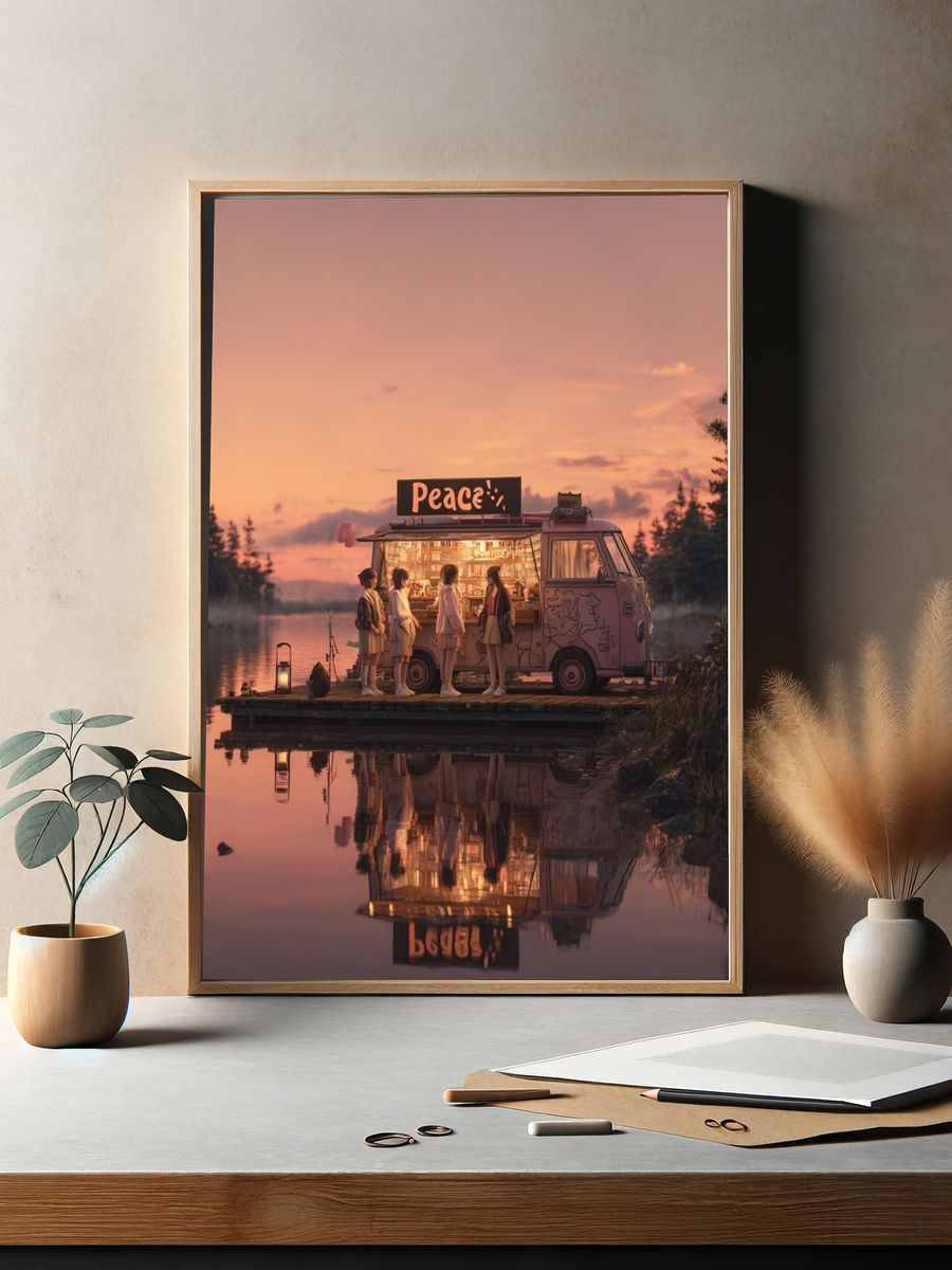Peace Van at Sunset Poster. — room view 2