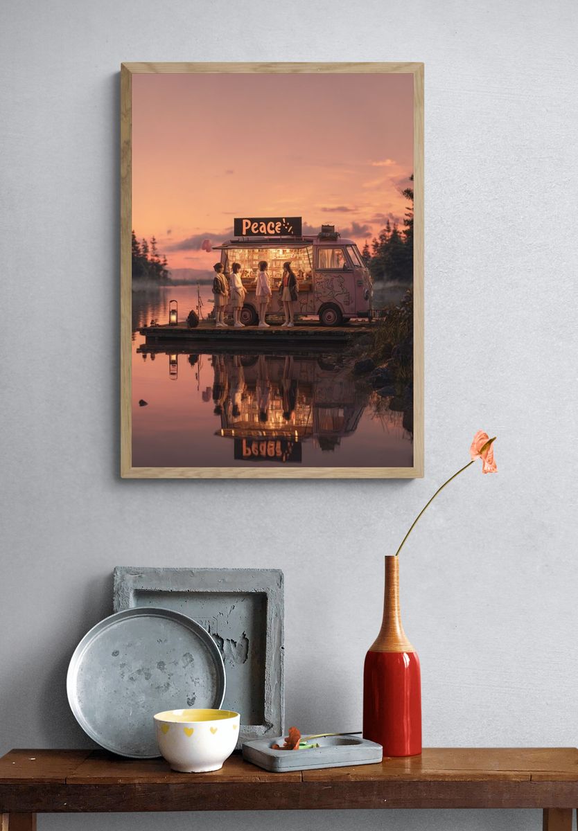 Peace Van at Sunset Poster. — room view 3
