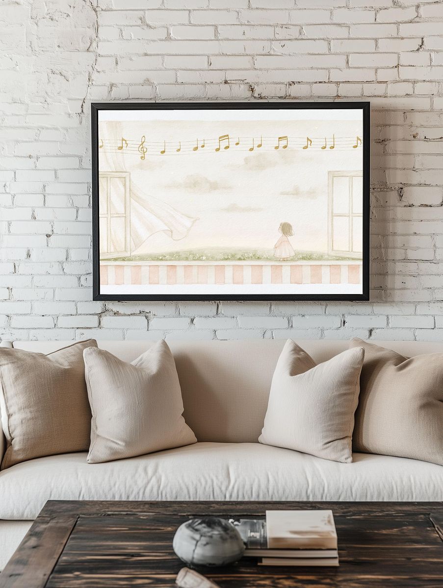 Dreamy Music Room Illustration Poster. room preview