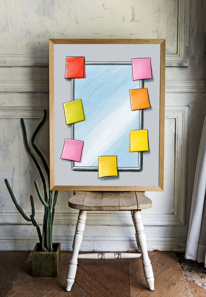 Sticky Notes Frame Illustration Poster. — room view 1