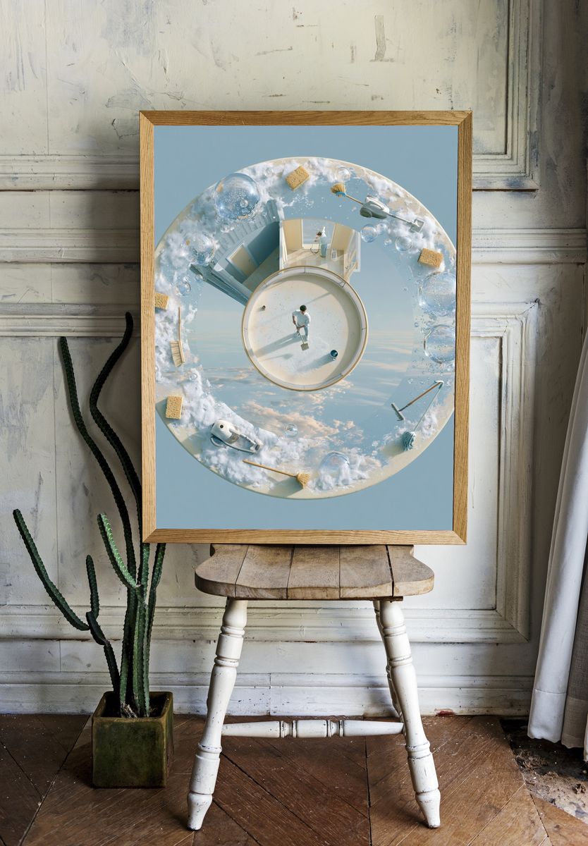 Surreal Cleaning Cycle Poster. room preview