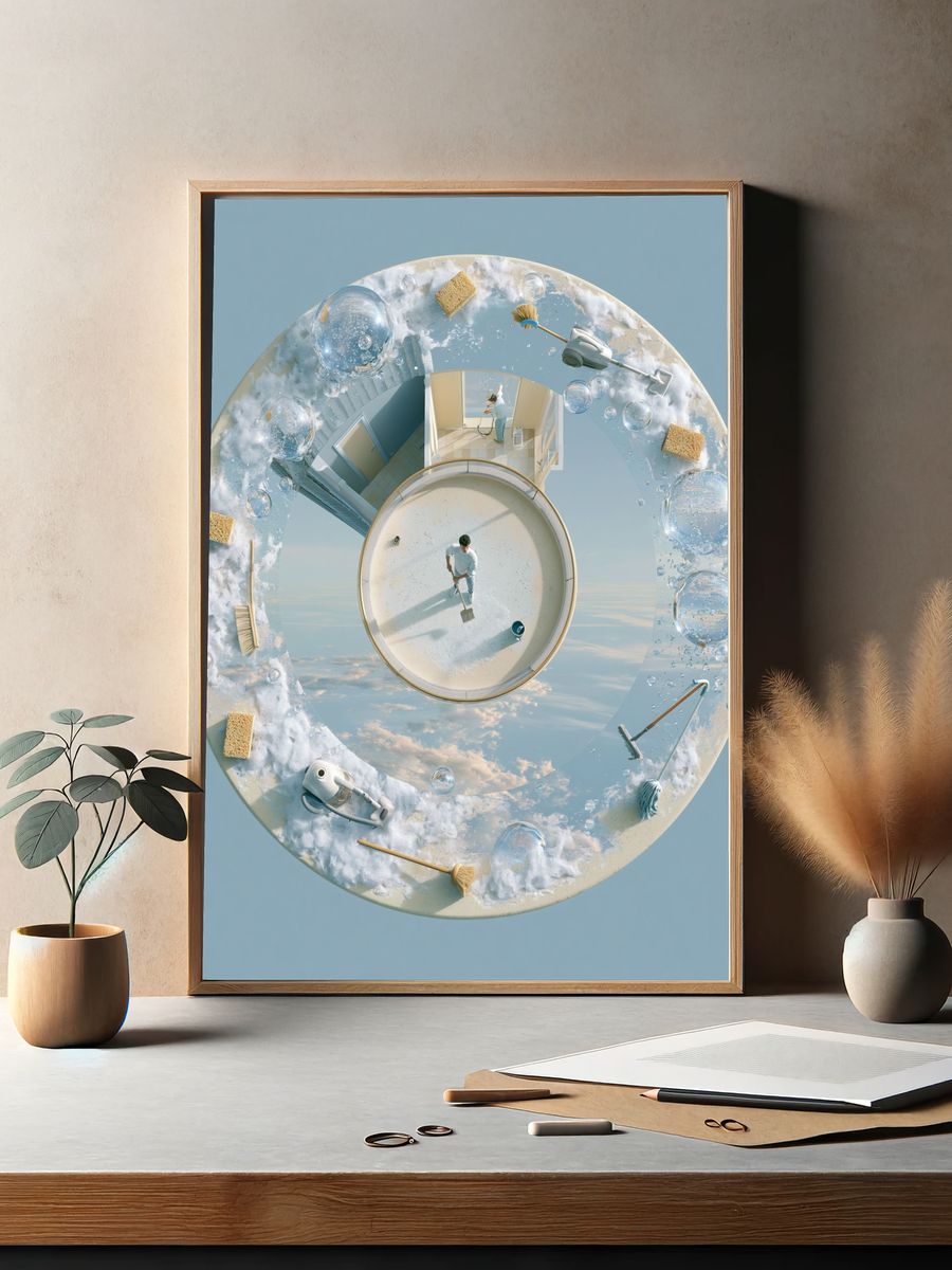 Surreal Cleaning Cycle Poster. — room view 2