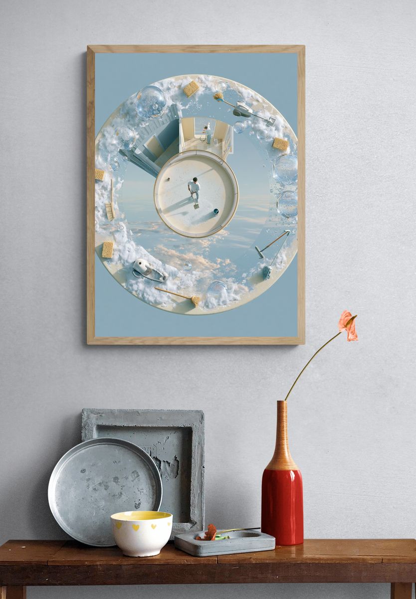 Surreal Cleaning Cycle Poster. — room view 3