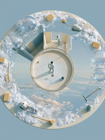 Surreal Cleaning Cycle Poster. poster