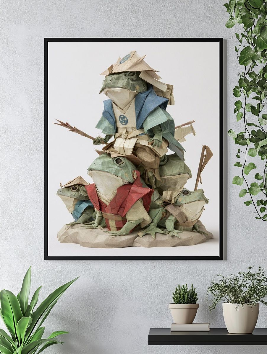 Origami Frog Stack Illustration Print. — room view 4