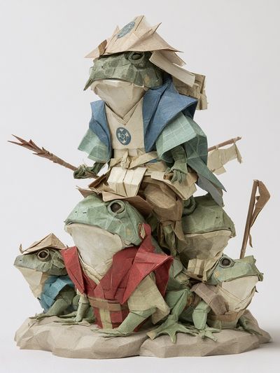 Origami Frog Stack Illustration Print.