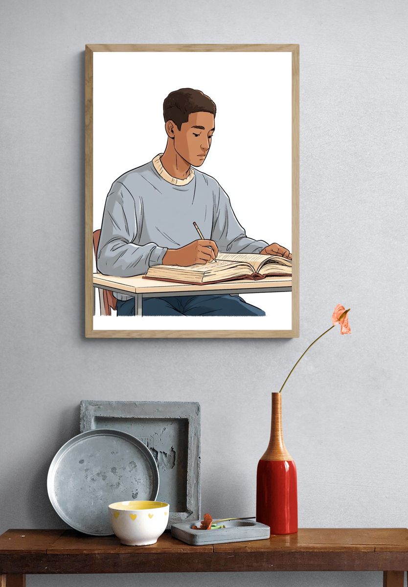 Student Study Illustration Poster. — room view 3