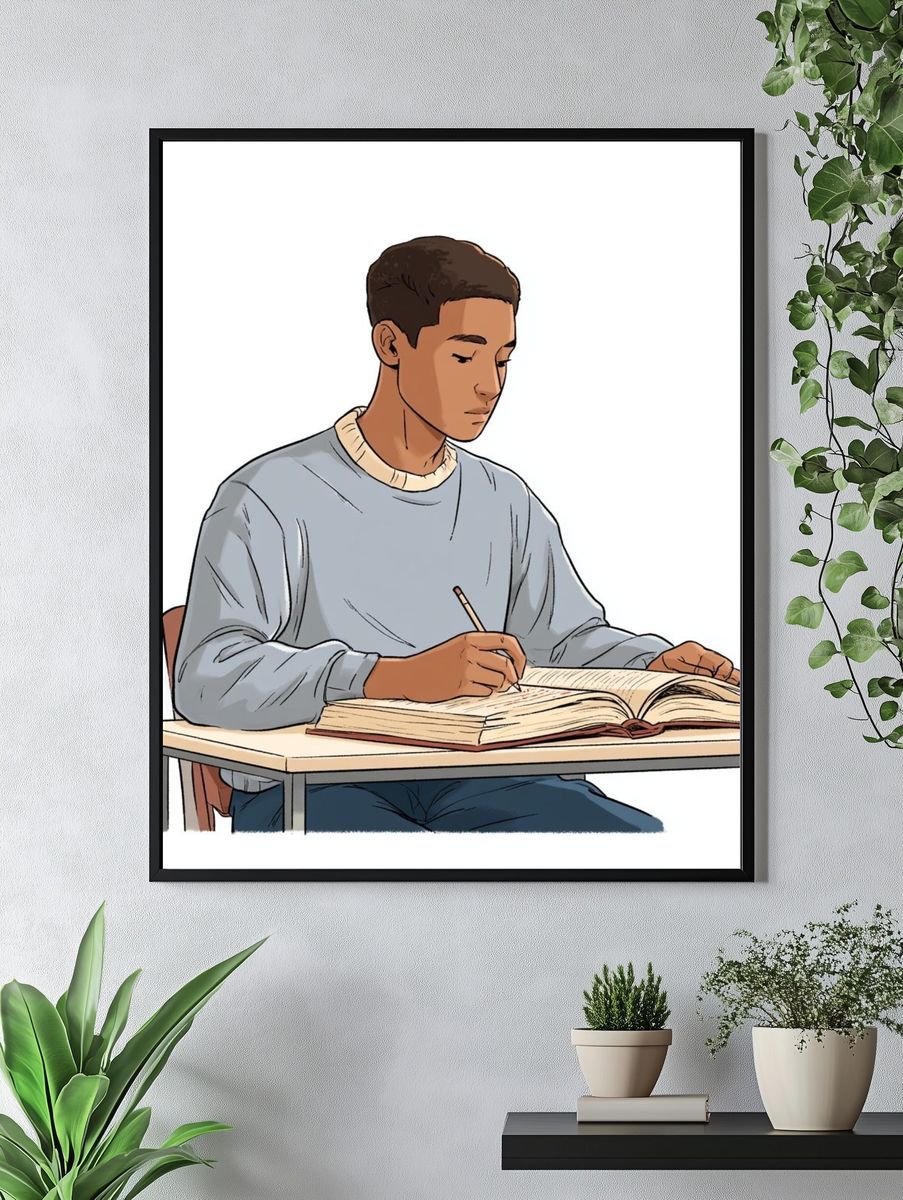 Student Study Illustration Poster. — room view 4