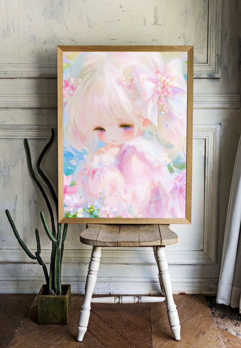 Pastel Doll Girl Illustration Poster. room preview