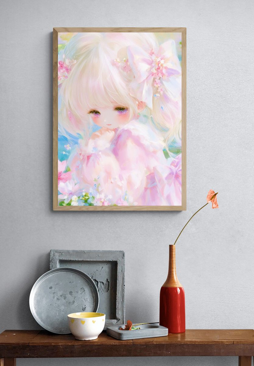 Pastel Doll Girl Illustration Poster. — room view 3