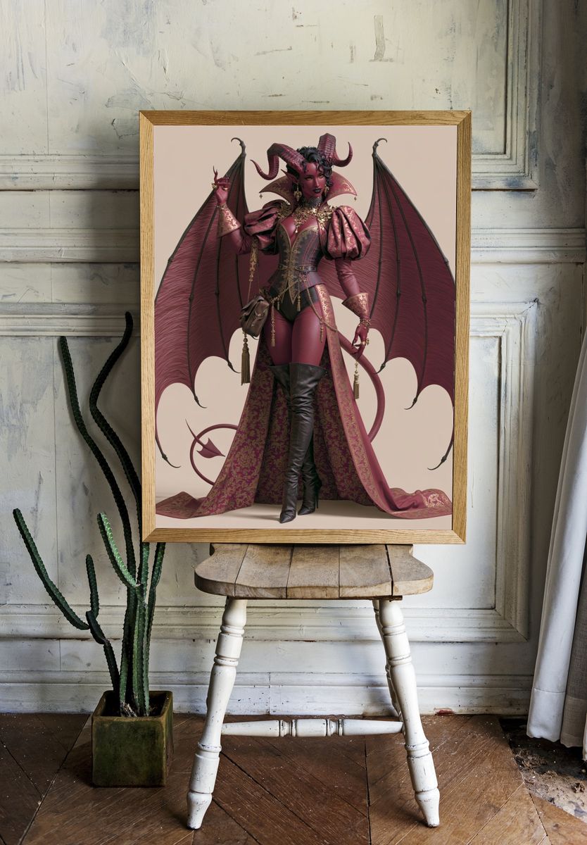 Demon Queen Fantasy Illustration Poster. — room view 1