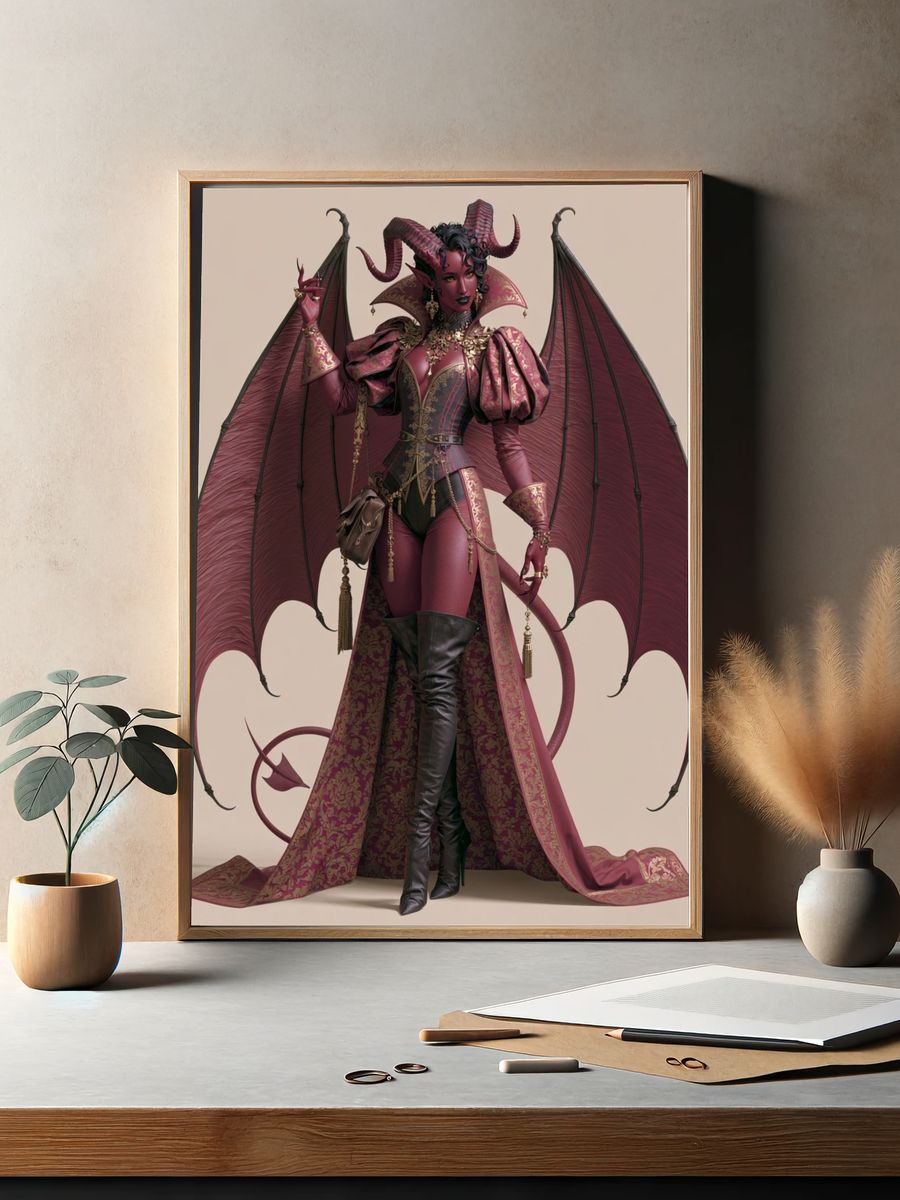 Demon Queen Fantasy Illustration Poster. — room view 2