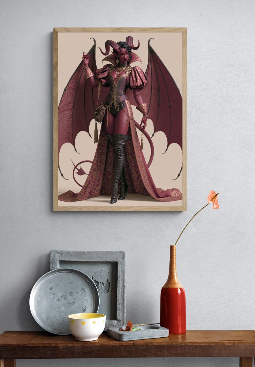 Demon Queen Fantasy Illustration Poster. — room view 3