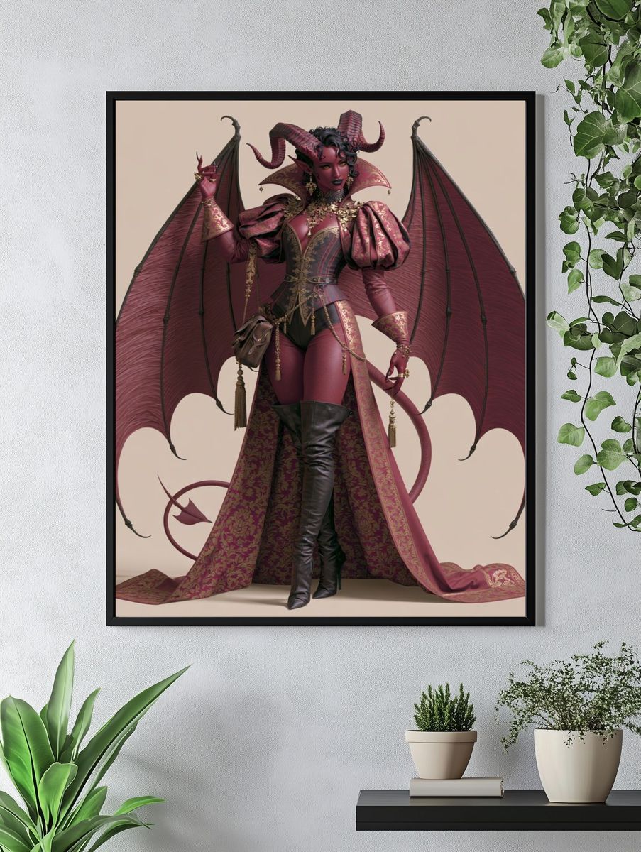 Demon Queen Fantasy Illustration Poster. — room view 4