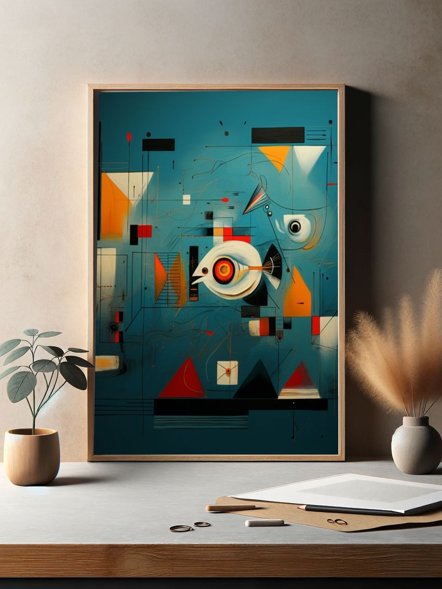 Abstract Fish Geometry Poster. — room view 2