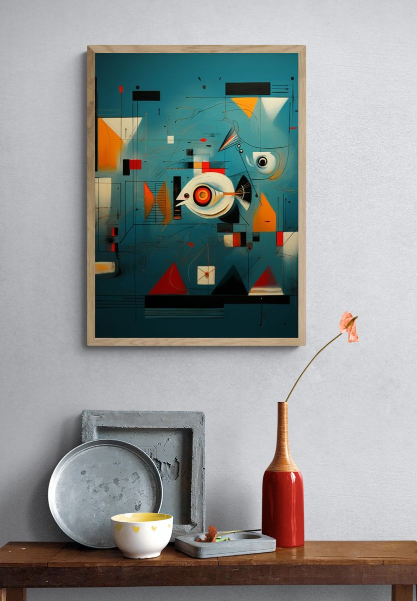 Abstract Fish Geometry Poster. — room view 3