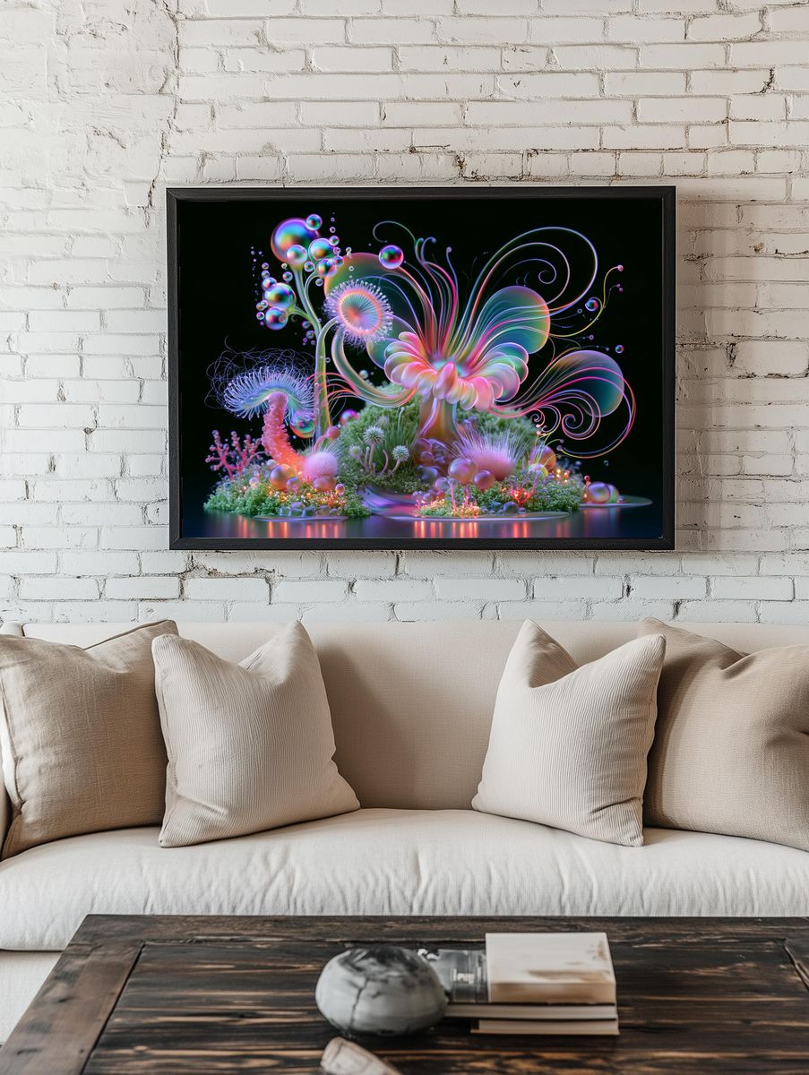 Cosmic Temple Surrealism Poster. room preview