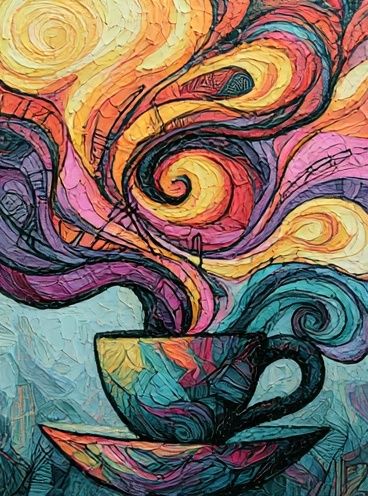 Colorful Coffee Swirl Abstract Poster. poster detail