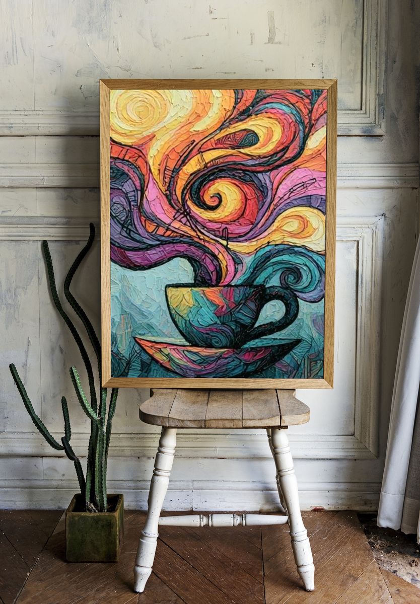 Colorful Coffee Swirl Abstract Poster. room preview
