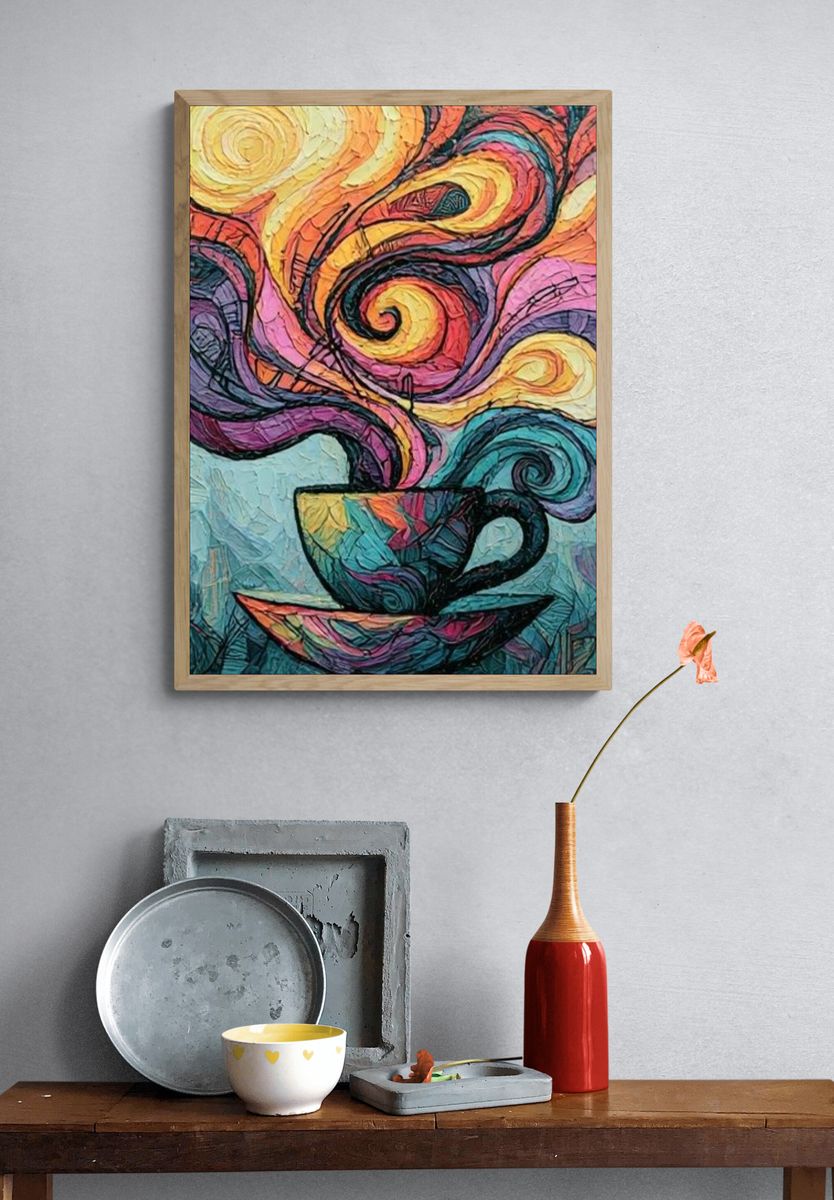 Colorful Coffee Swirl Abstract Poster. — room view 3