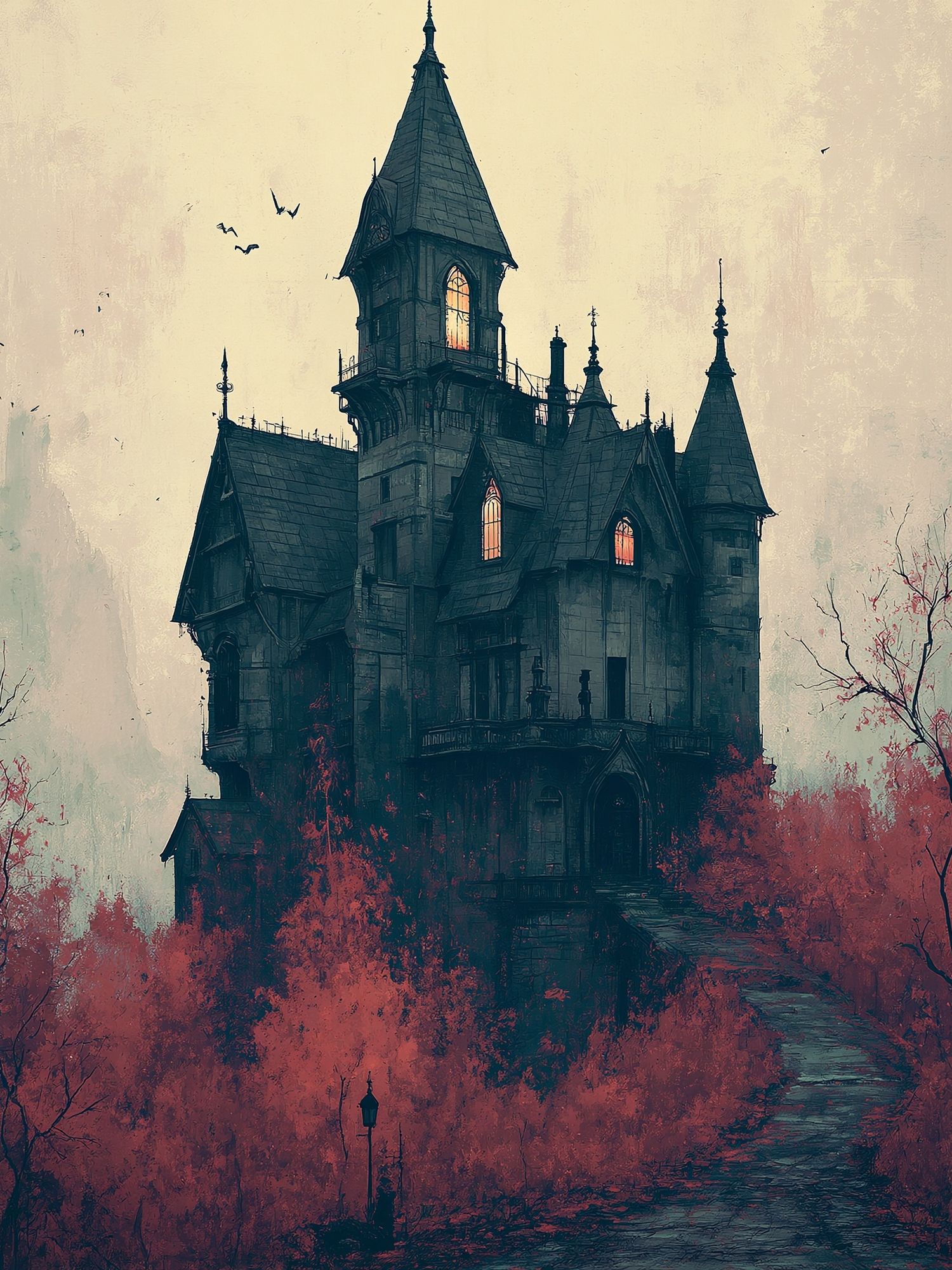 Haunted Gothic Manor Illustration Poster. poster — illustration art