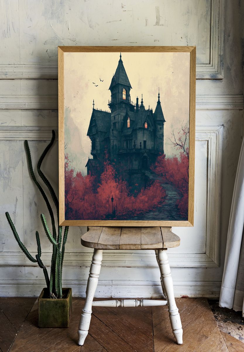 Haunted Gothic Manor Illustration Poster. room preview