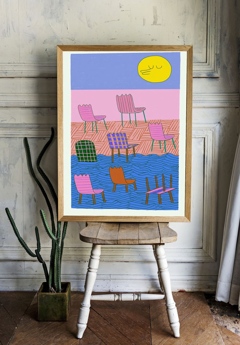 Dreamy Chairs Illustration Poster. room preview