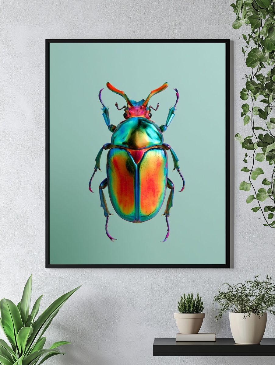 Rainbow Beetle Illustration Poster. — room view 4