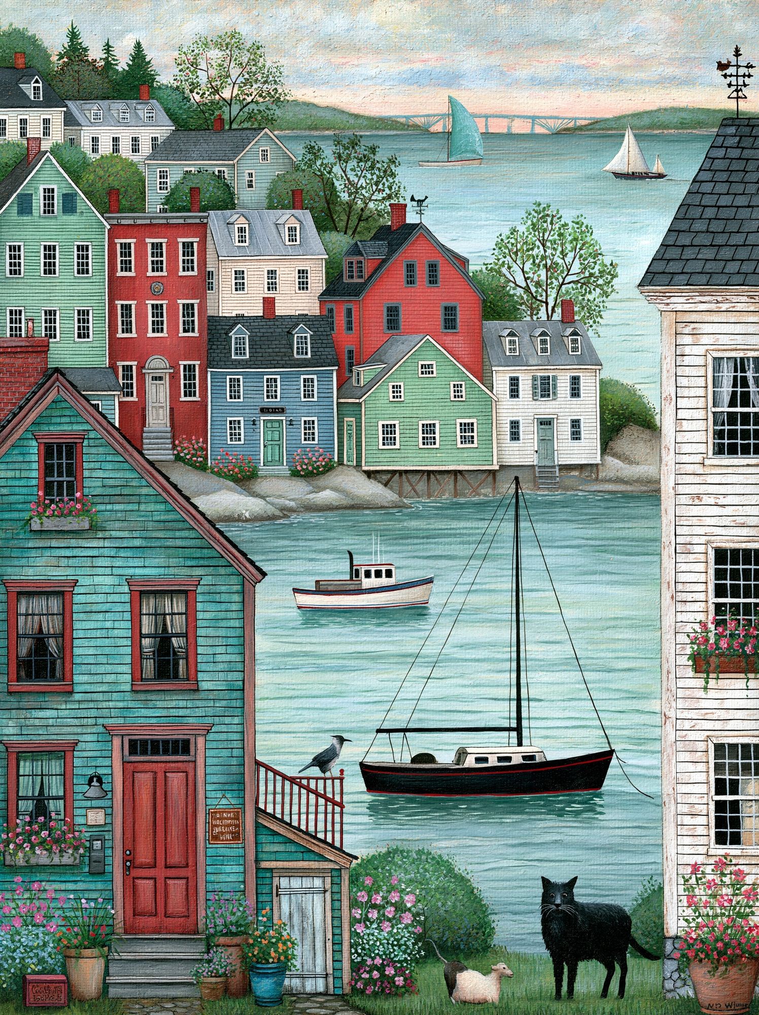 Harbor Village Illustration Poster. poster detail