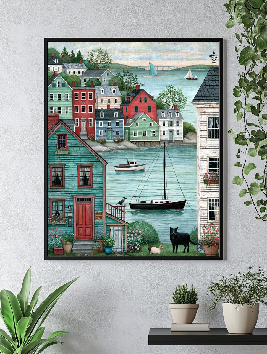 Harbor Village Illustration Poster. — room view 4