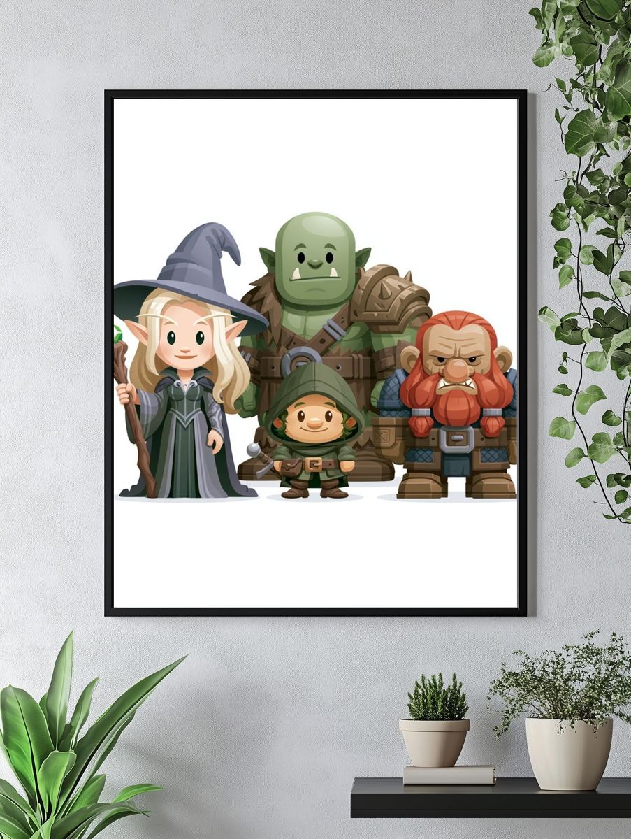 Fantasy RPG Characters Illustration Print. — room view 4