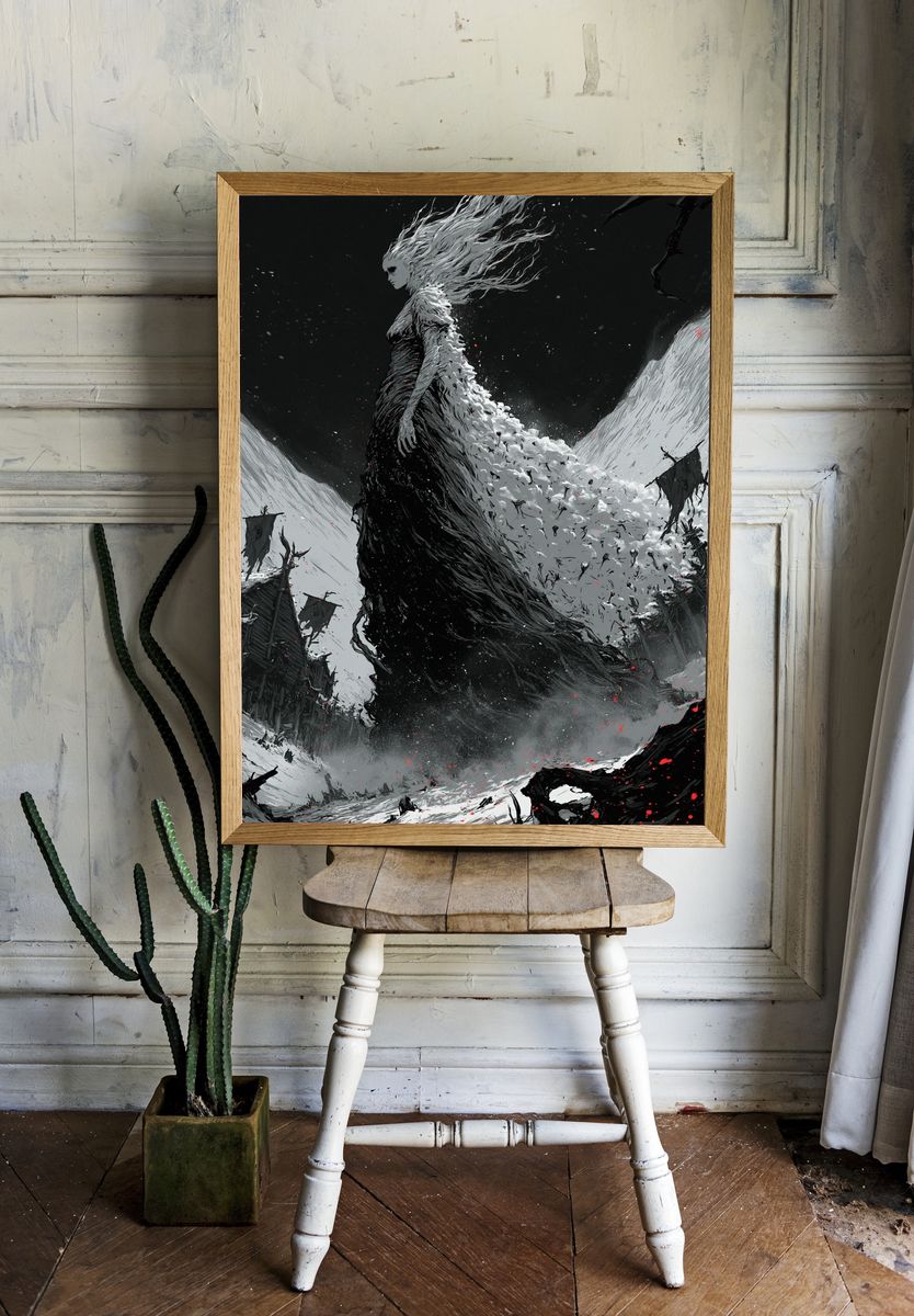 Dark Fantasy Warrior Illustration Poster. room preview
