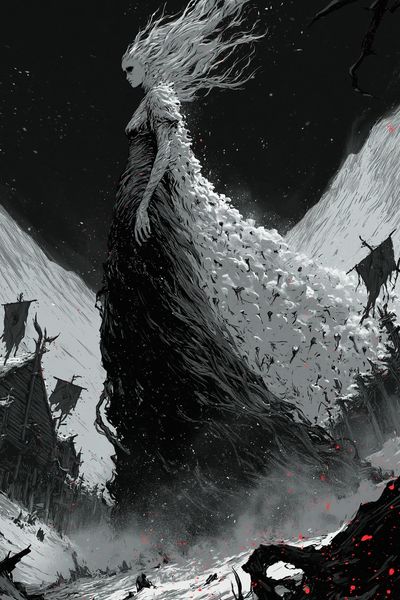 Dark Fantasy Warrior Illustration Poster.