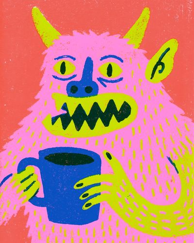 Neon Monster Illustration Poster.