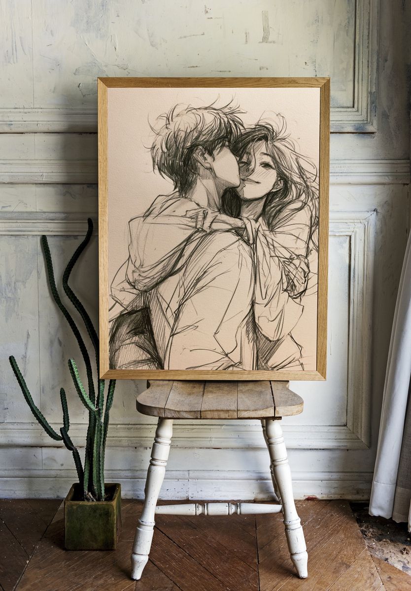 Tender Embrace Sketch Poster. room preview